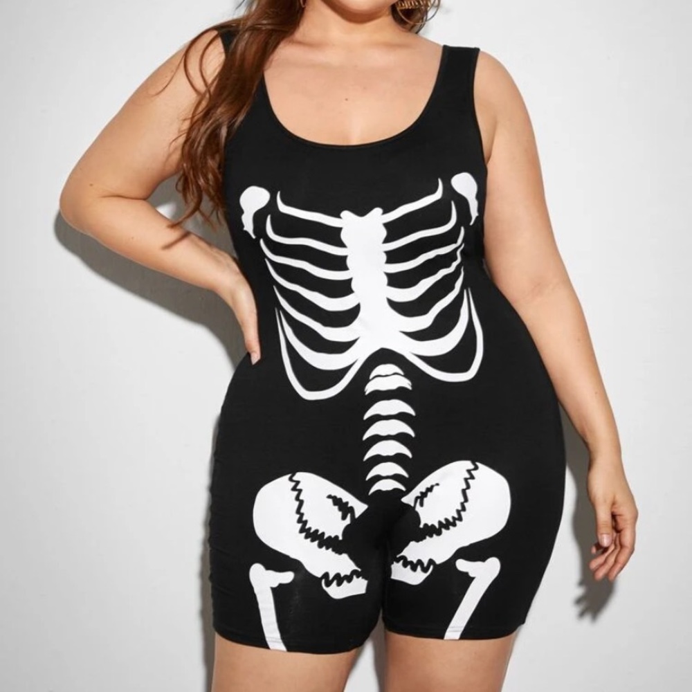 SHEIN Halloween skeleton jumper onesie unitard romper 3X